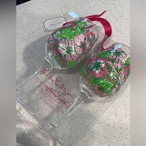 Set of two Lily Pulitzer wine glasses, perfect Christmas gift